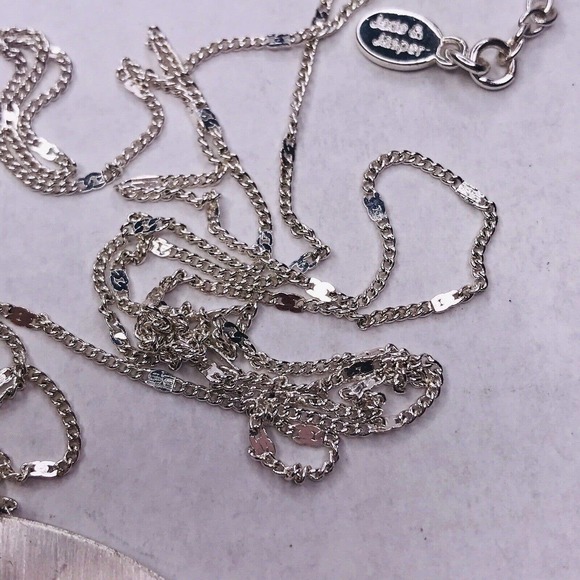 Signed Jade & Jasper Necklace Silver Tone Crescent Moon Dangle Pendant 32" Long - Picture 4 of 11